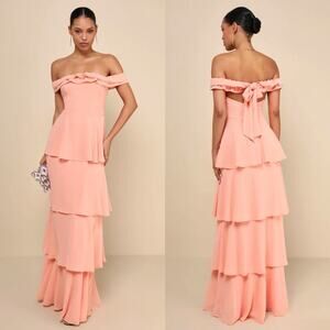 Lulu's Blush Ruffle Tiered Maxi Dress